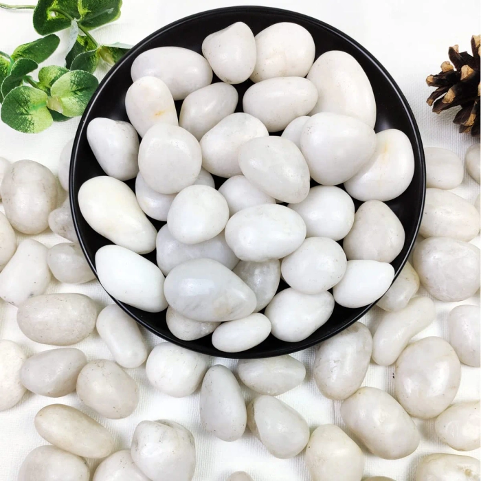 Premium White Polished Pebble Stones Home Decor