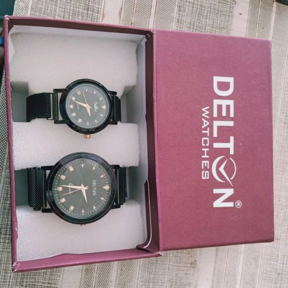 Watches for - Male Round Stainless Steel Analogue Cream Dial and Black Band- Delton - RK Fashions - 2305894