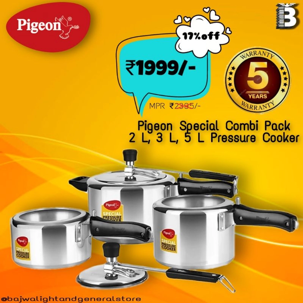 Buy Pigeon Special Combi Pack 2 L 3 L 5 L Pressure Cooker online from Bajwa Light And General Store