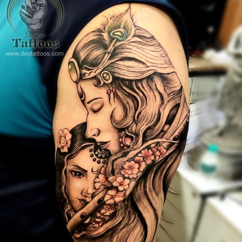 SURMUL Radhe Krishna With Feather Tattoo Temporary Tattoo Stickers For Male  And Female Fake Tattoo Waterproof Tattoo body Art : Amazon.in: Beauty