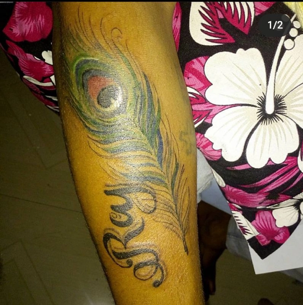 Sachin tattoos art gallery - Peacock feather tattoo By Sachin at Sachin  Tattooz . . #tattoo #tattoos #colortattoo #flute #peacock #cover #lord  #tattooartist #feather #proartist #believatattoo #tattoolove #krishnaart  #tattoolife #tattoosocial #name ...