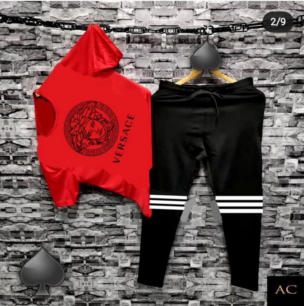 Red versace hot sale tracksuit