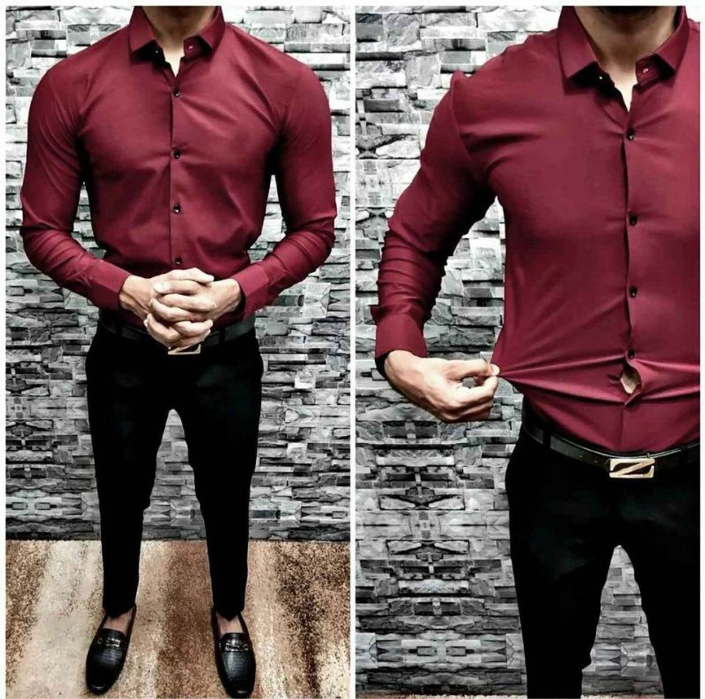 Buy Men Solid Shirt Maroon Cotton for Best Price, Reviews, Free Shipping