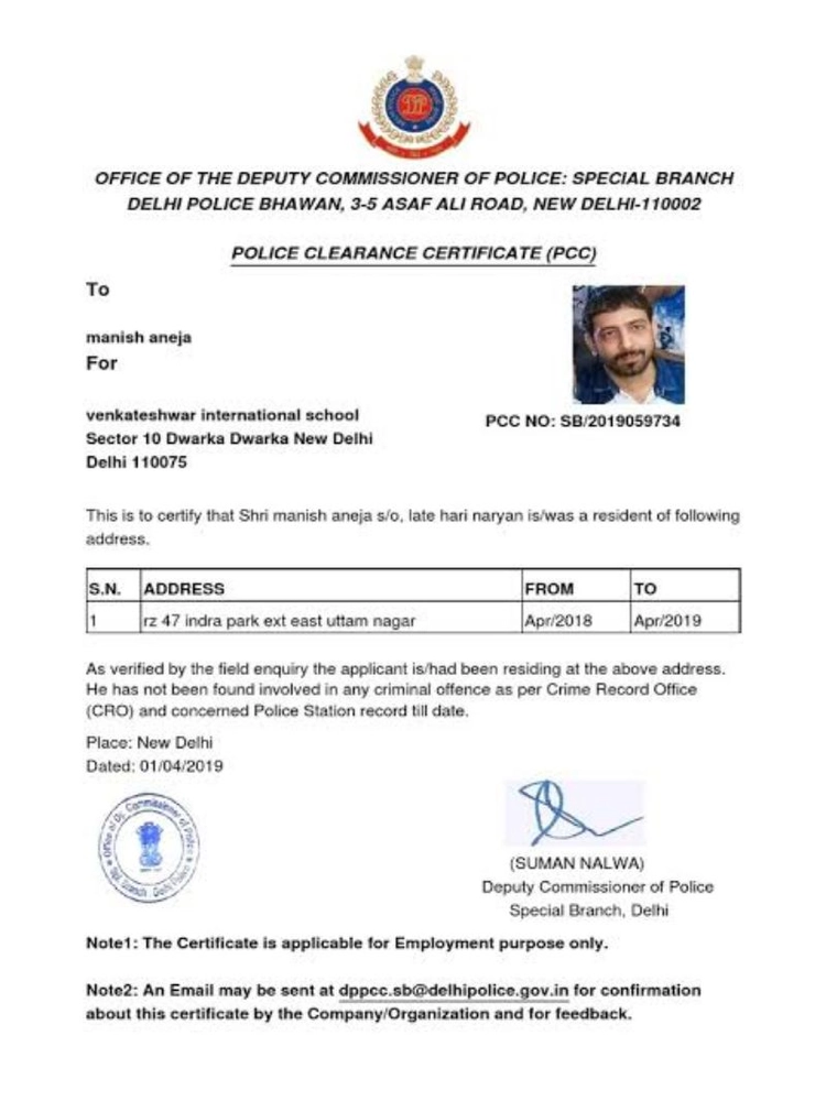 Buy Delhi Police Clearance Certificate online from Design Store