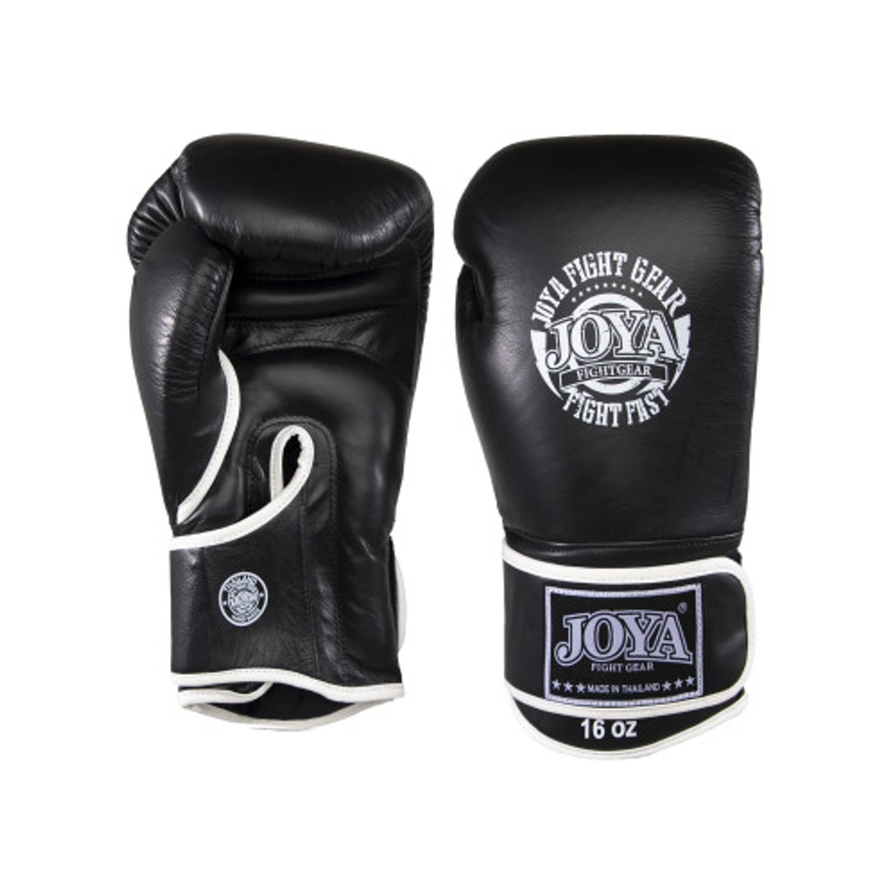 JOYA KICKBOXING GLOVE - BLACK/WHITE (LEATHER) - Joya Fight Shop