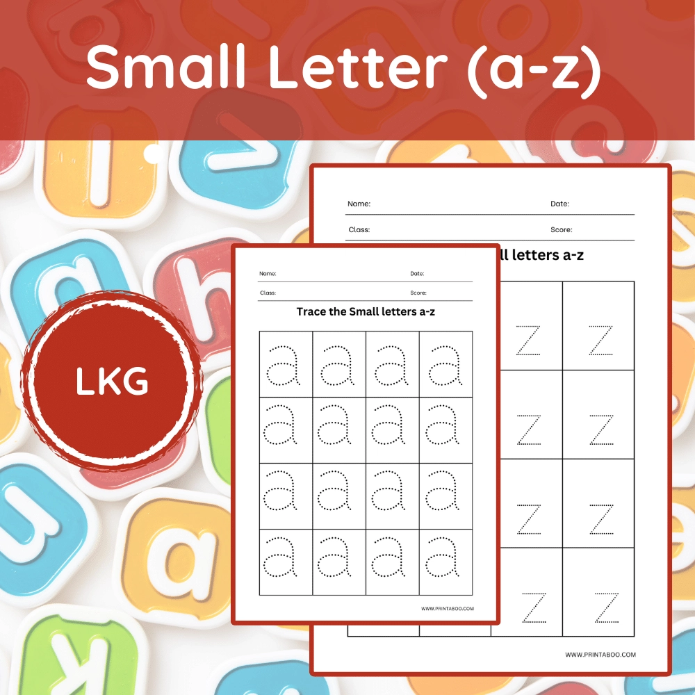 CBSE LKG Small Letters a-z Trace Worksheet Set 2