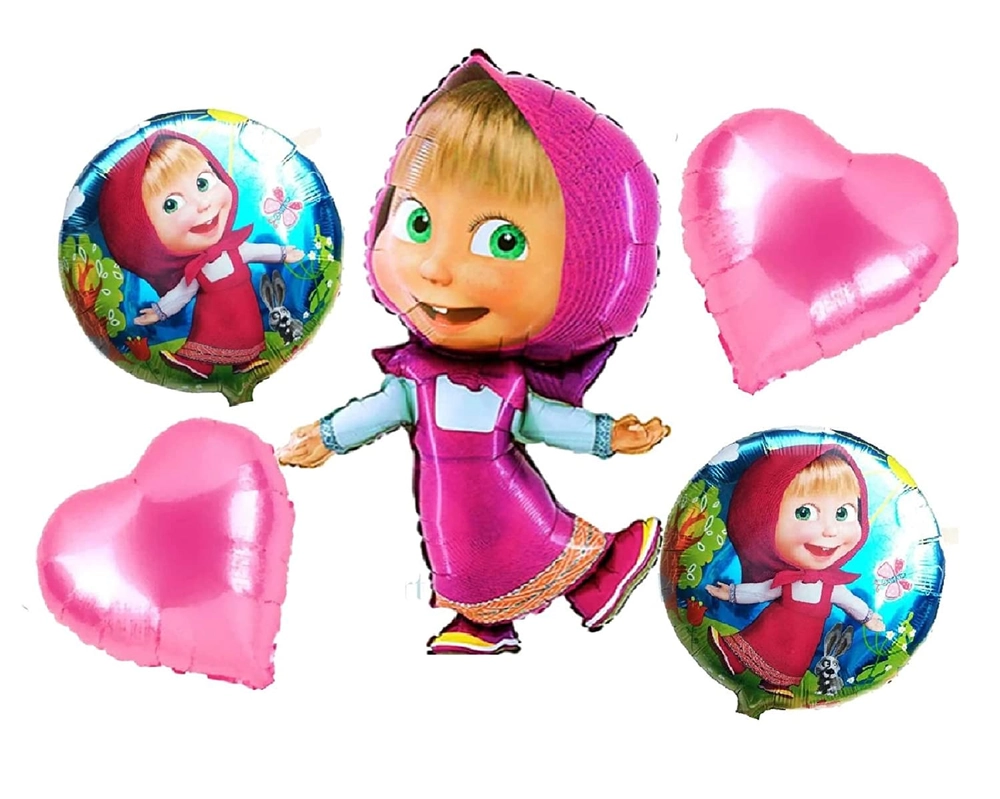 Masha Theme Foil Balloon 5 pc Combo - BalloonStore.in