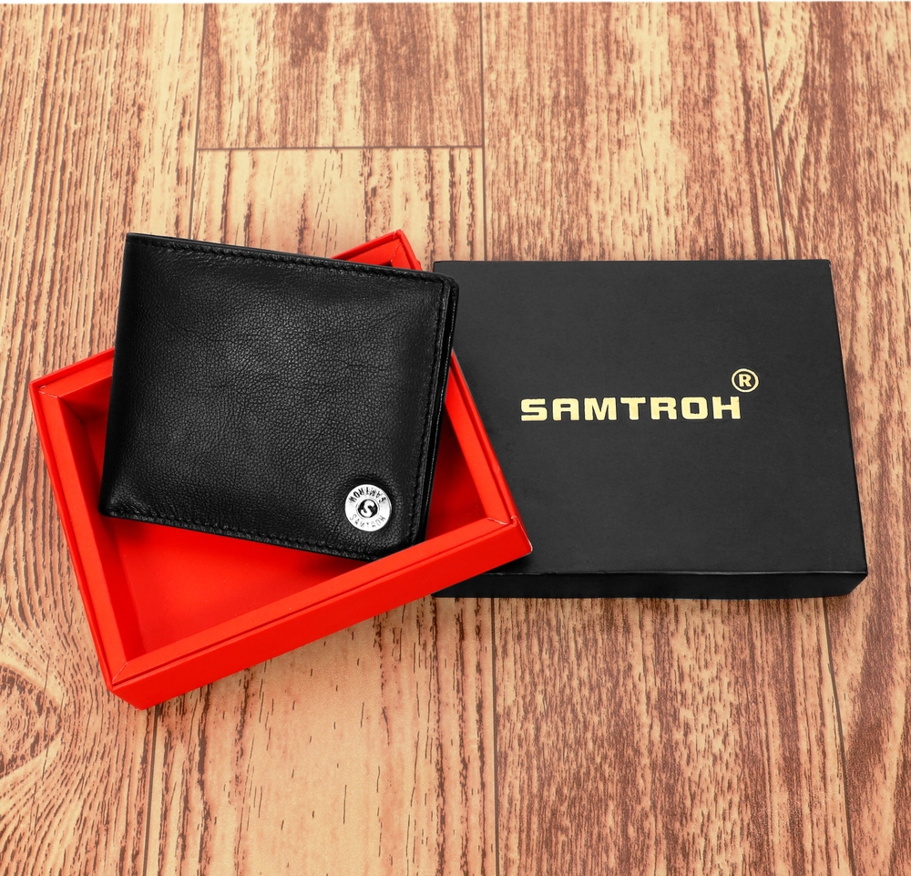 Online Black Leather Wallets Stylish Design Brand Logo