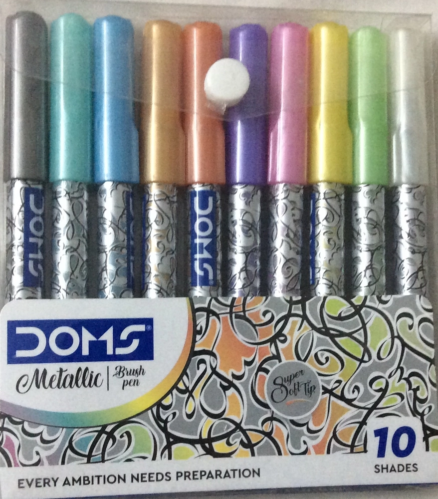 Doms Metallic Brush Pen-10 Assorted Shades - Welcome To Rama Book