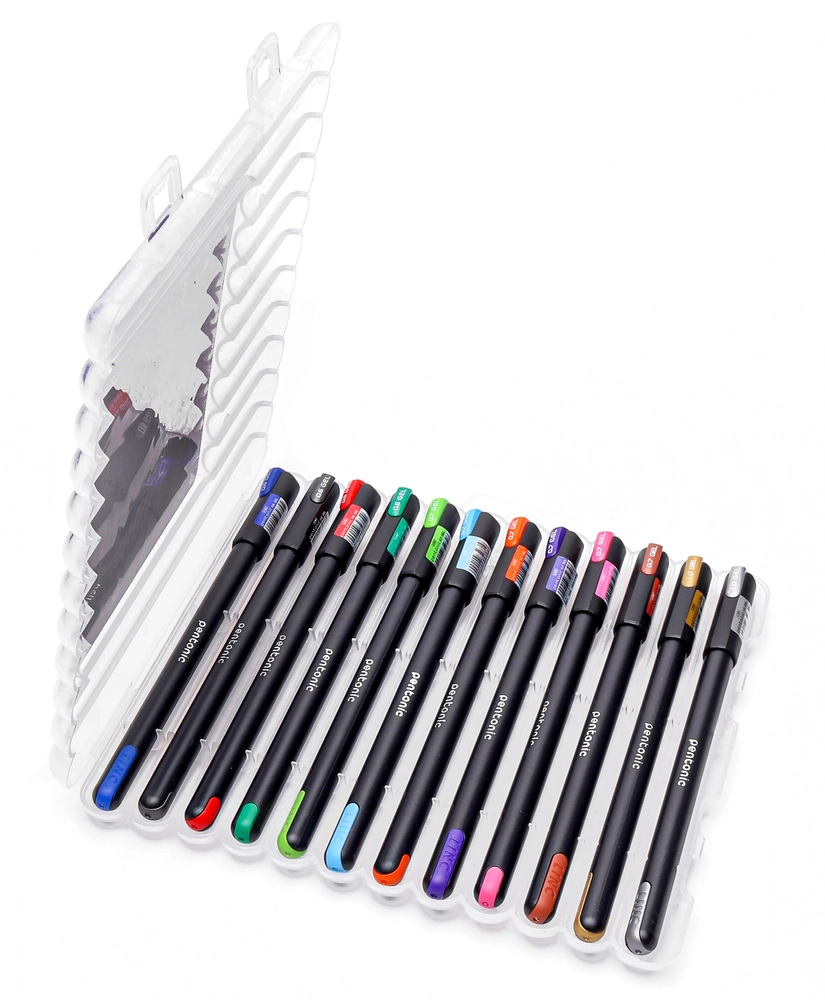 Linc Pentonic Multicolor Gel Pen (Hard Box Case) 12 Pcs Set