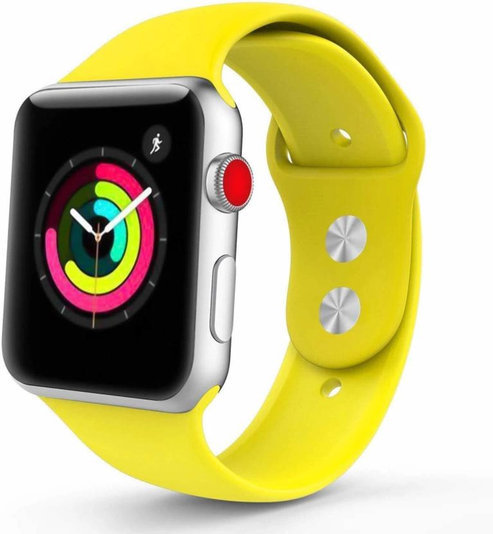 Replacement Straps Compatible with Apple Watch Bands 42mm 44mm Sport Silicone Soft Band for Apple Watch (Yellow)