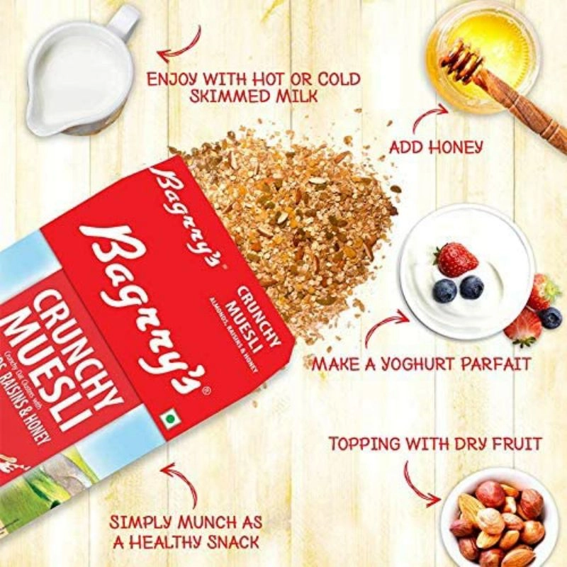 Bagrrys Crunchy Muesli, Almond, Raisins and Honey, 500g