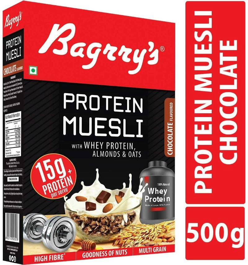 Bagrry's Protein Muesli with Whey Protein, Almonds and Oats, 500g