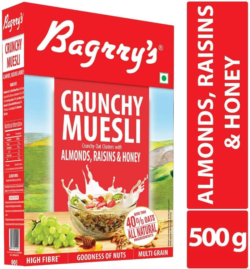 Bagrrys Crunchy Muesli, Almond, Raisins and Honey, 500g