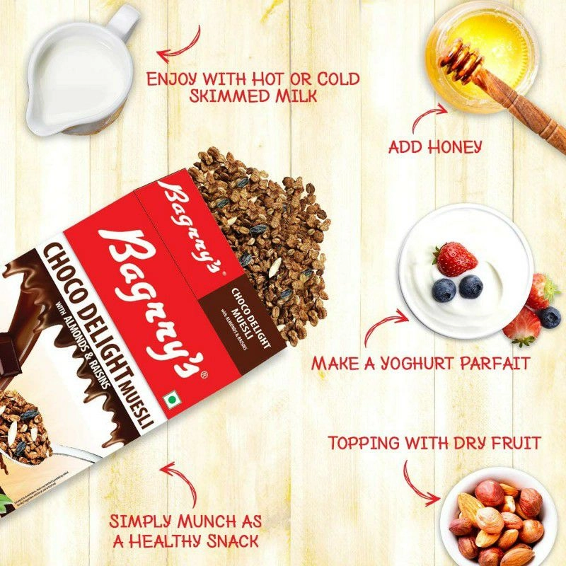 Bagrry's Choco Delight Muesli, Jar, 1000g