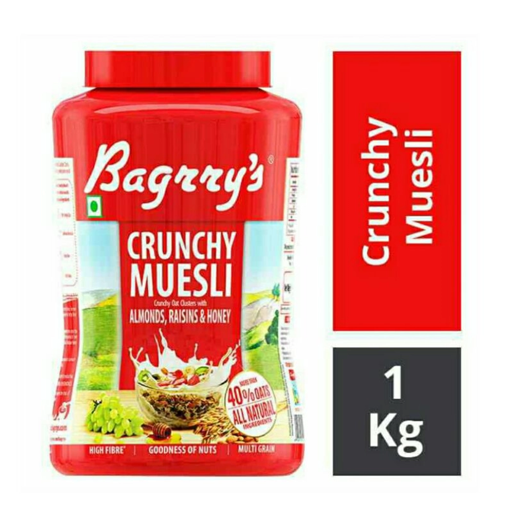 Bagrry's Crunchy Muesli Oat Clusters with Almonds, Raisins & Honey, 1000 GM