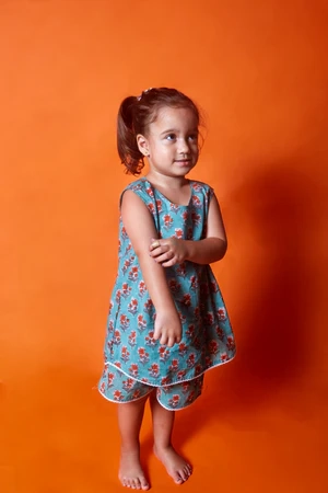 Block Printed Nightwear for Girls | Cotton Kurta & Pyjama Set | Kids Loungewear | Summer Sleepwear
