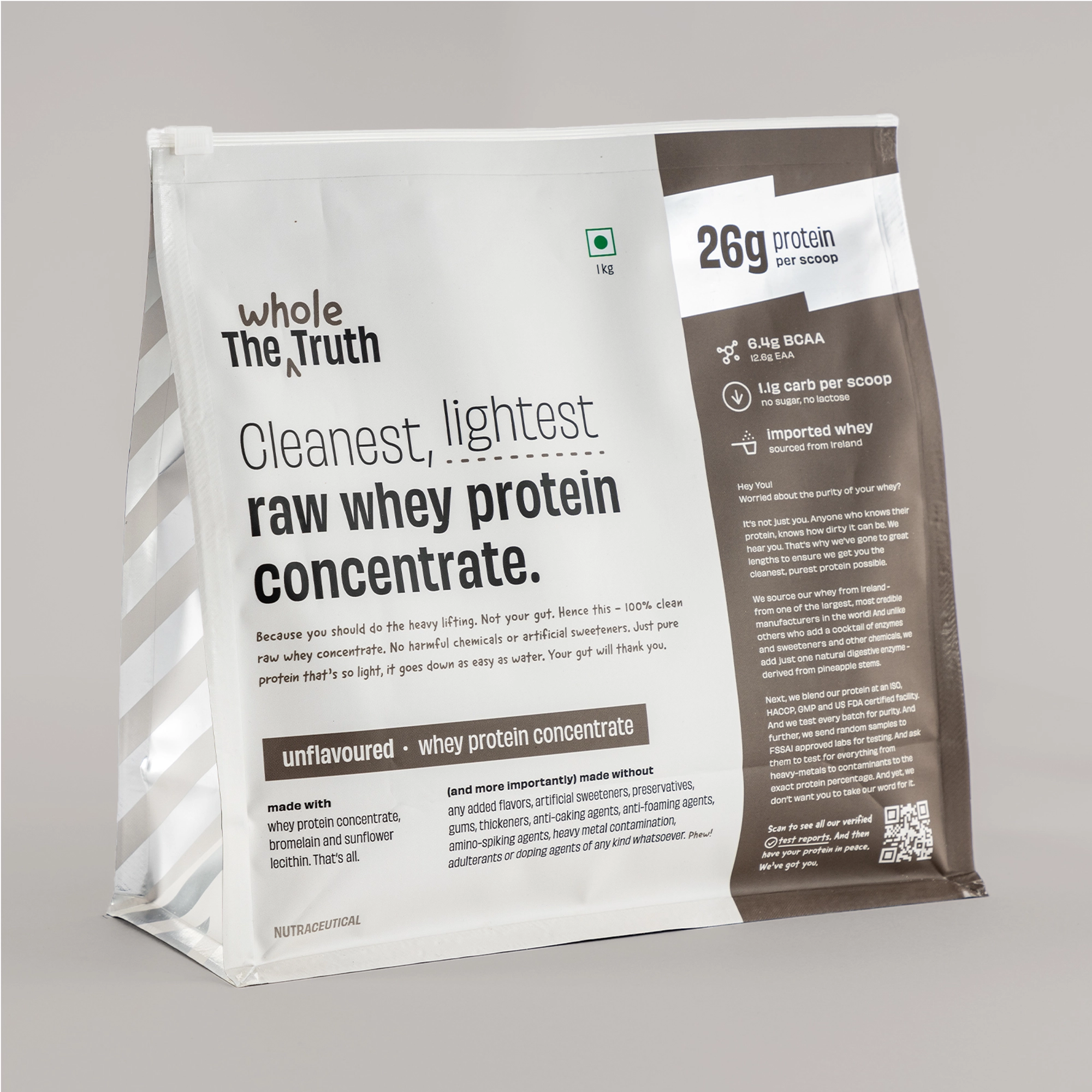 Unflavoured Raw Whey Protein Concentrate 26g The Whole Truth Foods