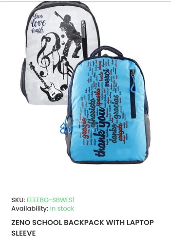 Buy Zeno School Bag Pack With Laptop Sleeve online from Kumar Store