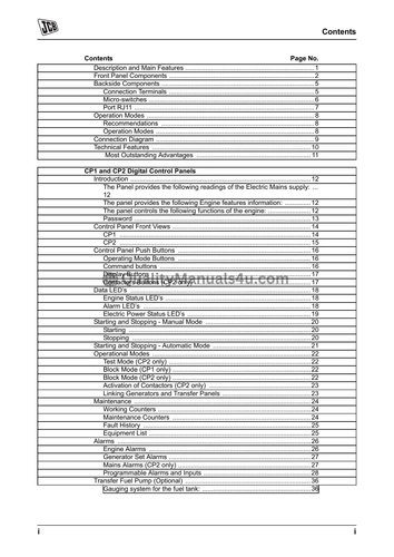 JCB 8610 & 8620 AMF Controller Generator Manual