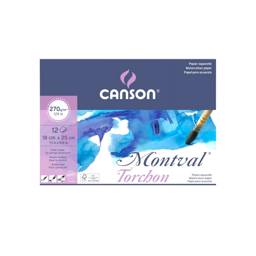 Canson Papier aquarelle Montval grain torchon 270g A3 12 feuilles