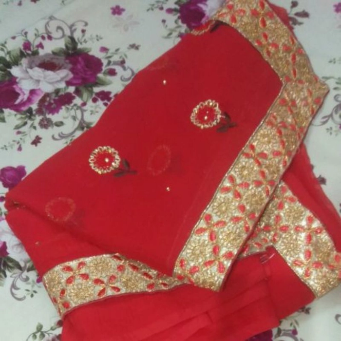 Buy Navdiyacreation Women's Moti Work Marble Chiffon Saree with Blouse  (Pink) at Amazon.in