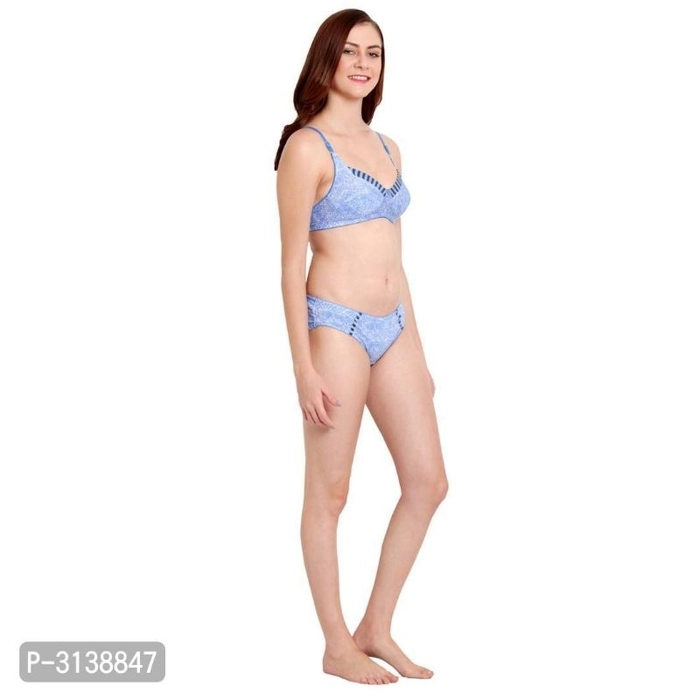 Buy Women's Full Coverage Cotton Hosiery Non-padded B-cup Bra And Panty Size:  30B 32B 34B 36B 38B 40B Color: Blue Fabric: Cotton Type: Bra & Panty Set  Within 7-9 business days However