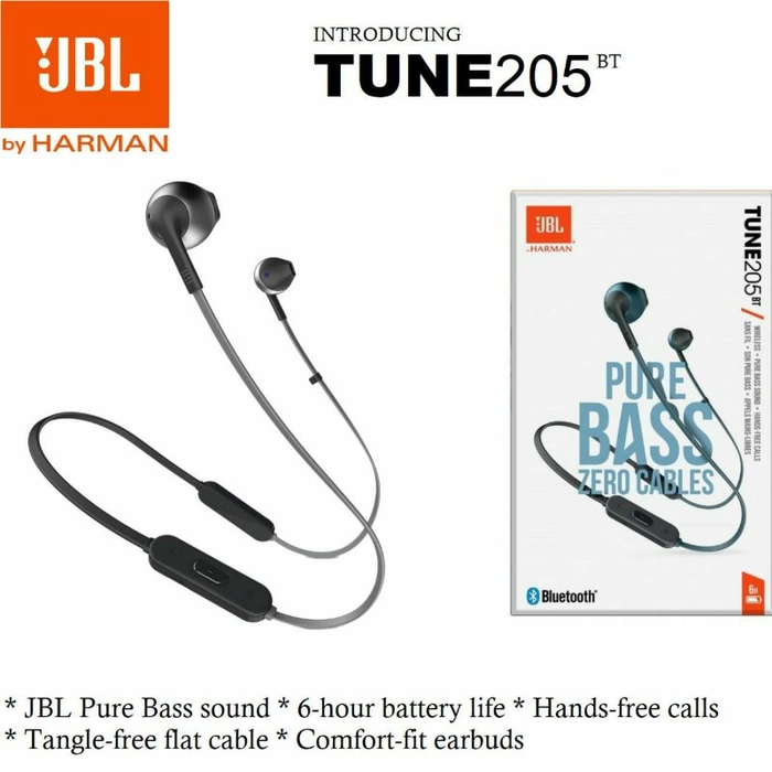 Jbl t205bt pure bass wireless discount metal earbud headphones with mic