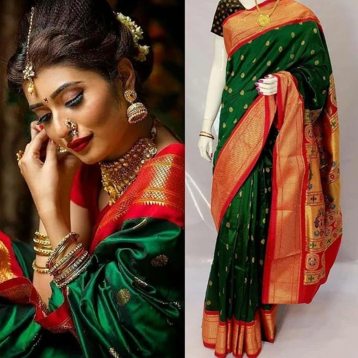 Buy Green Silk Party Wear Paithani Saree Online From Wholesale Salwar.