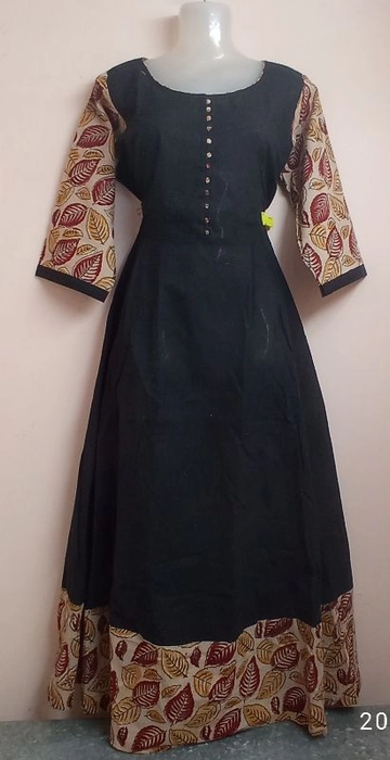 Buy Kashika Designs Designer Umbrella Cut Mirror Work Long Cotton Kurti  Dress (Large) Green at Amazon.in