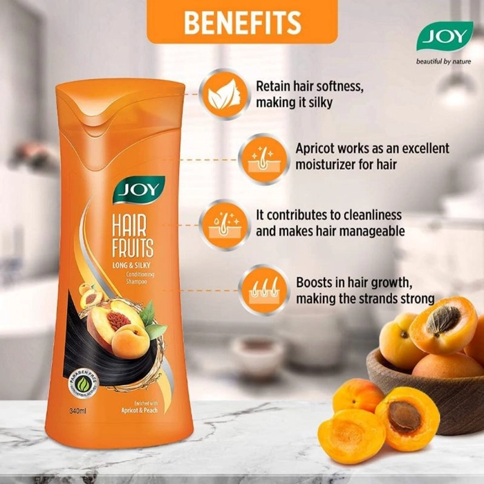 🙆 Joy Hair Fruits Long & Silky Conditioning Shampoo Enriched with Apricot & Peach