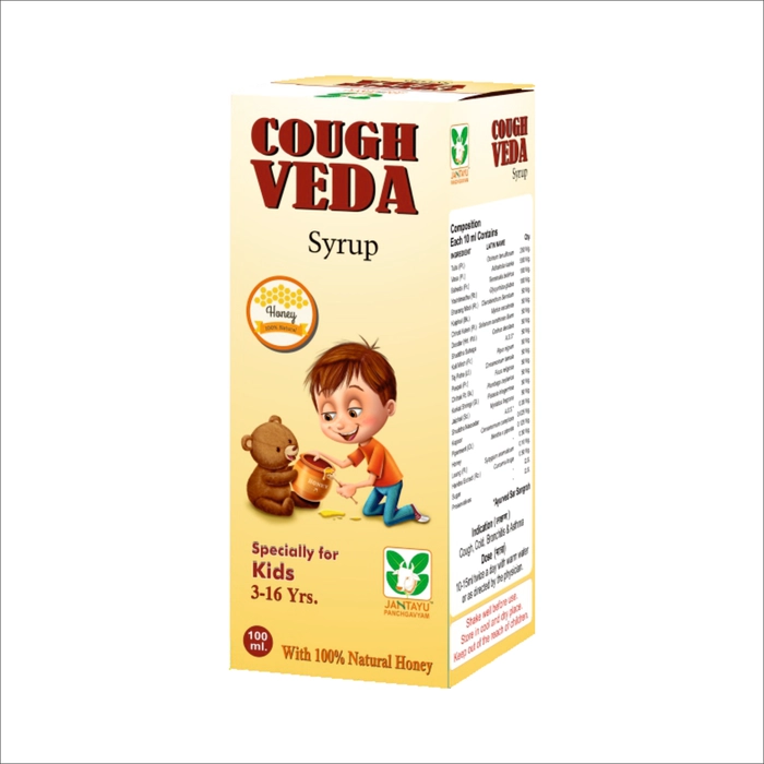 Jantayus Cough Veda Syrup Sugar Free Pack of 4 Bottle of 100 ML