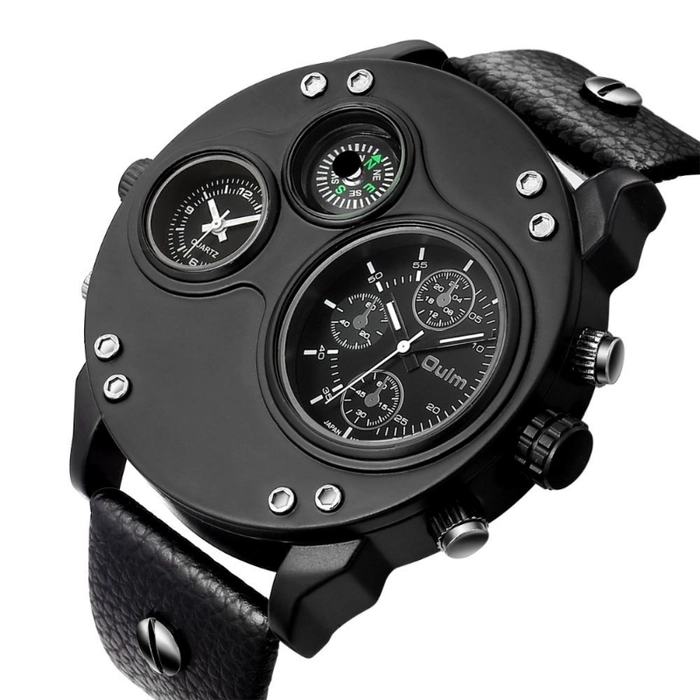 OULM 3364 Brand Original Rectangle Unique Design Men Wristwatch Wide Dial  Leather Strap Quartz Watch + in Stock (Black) : Amazon.in: Fashion