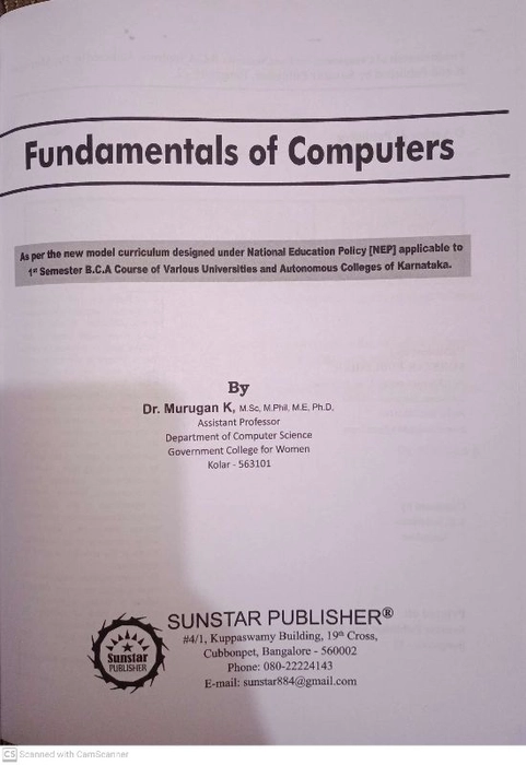 FUNDAMENTALS OF COMPUTERS By Dr. Murugan K