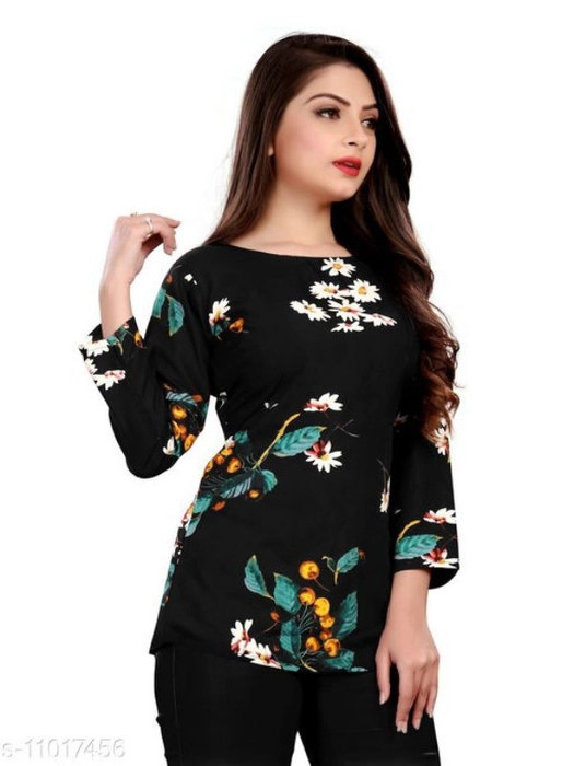 Catalog Name:*Fancy Retro Women Tops & Tunics*
Fabric: Crepe
Sleeve Length: Three-Quarter Sleeves
Pattern