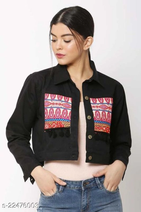 Catalog Name: Classy Women Jackets & Waistcoat*
Fabric: Denim
Sleeve Length: Long Sleeves
Pattern: Embroidered
Multipack: 1
Sizes