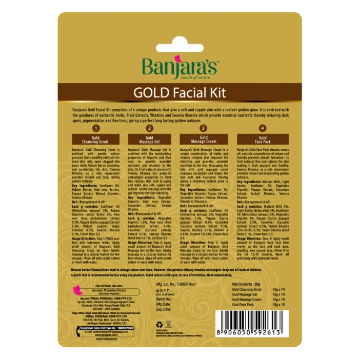 BANJARAS GOLD FACIAL KIT 60gm.