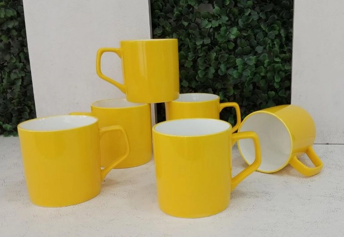 Solid Color Ceramic Mugs | Set Of 6 | RED and YELLOW