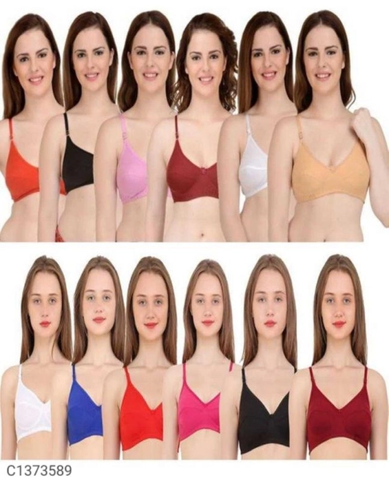 Buy Women Hosiery Solid Bra Pack Of 12 12 Piece of Bra Material: Hosiery  Size (Inches): 28B, 30B, 32B, 34B, 36B Type: Stitched Work online from  Neethu Shoppy