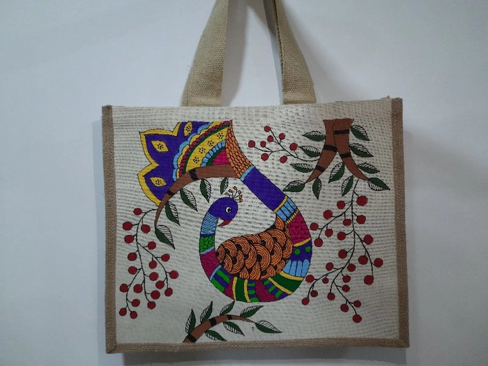 Handpainted Madhubani Ladies Large Tote / Handbag - Owl Flap – currypeepal