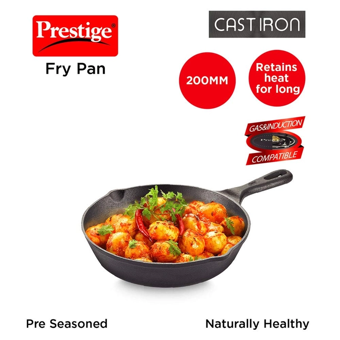 Prestige Cast Iron Kadai, 260 mm (Black)