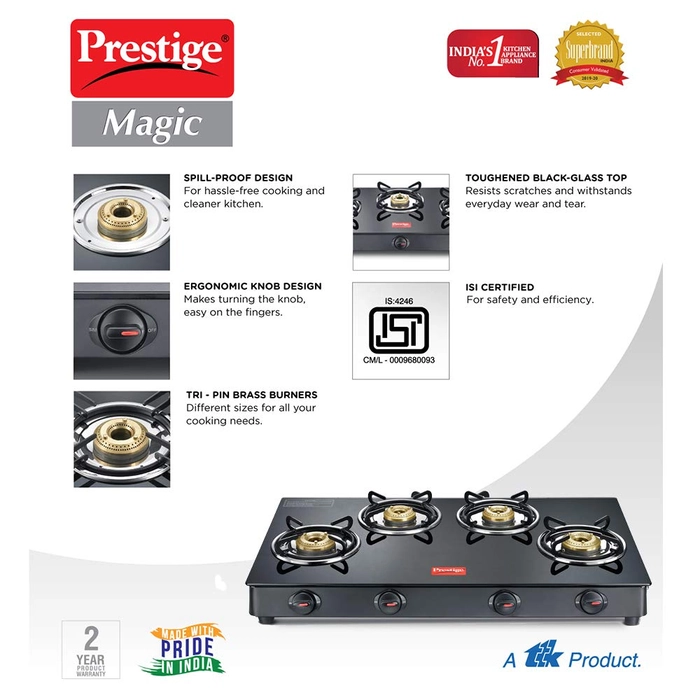 prestige magic 4 burner gas stove gtmc 04 l