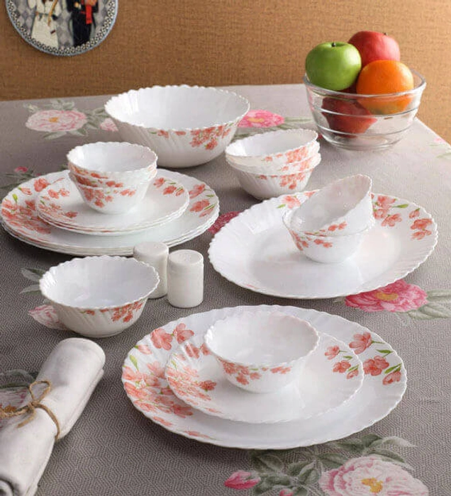 Buy LaOpala Diva Aster Pink Dinner Set Of 35 Pieces online from ABHINAV