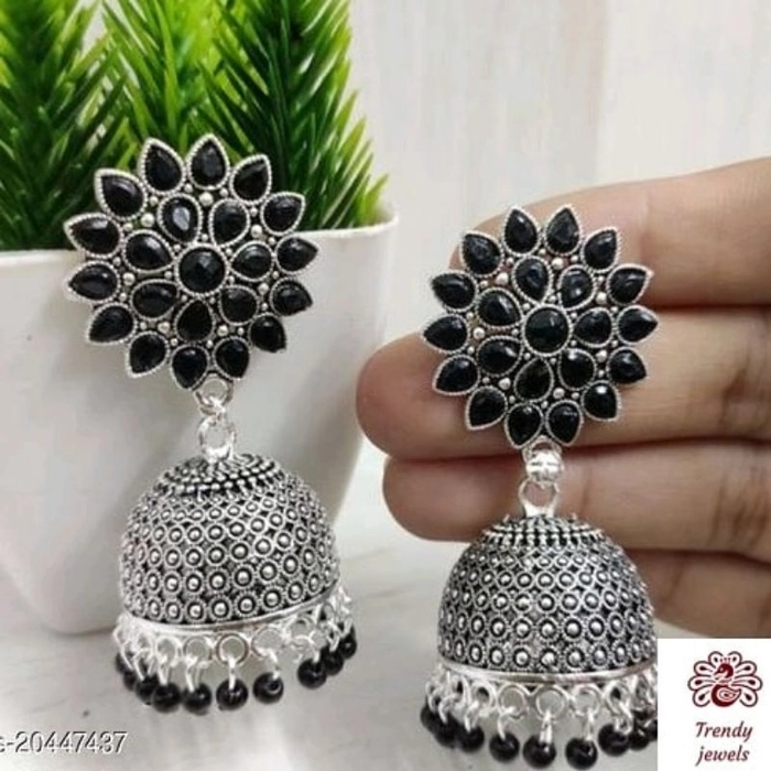 Buy Aranher(TM) Traditional Retro Oxidized Silver Jhumka Earrings Indian  Bollywood Jewelry Gift- Online at desertcartINDIA