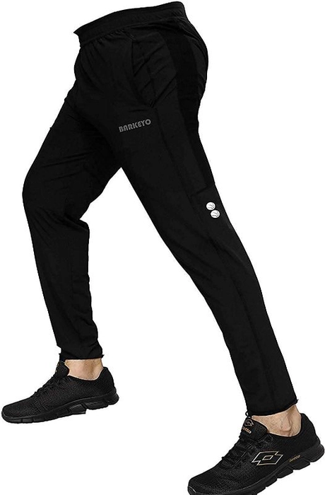 BARKEYO Men's Polyester Gym Joggers Lower Track Pants with Pocket