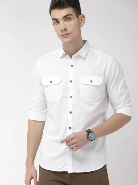 HIGHLANDER
Men White Slim Fit Solid Casual Shirt