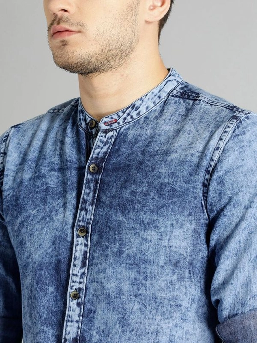 Roadster Men Blue Denim Washed Casual Sustainable Shirt