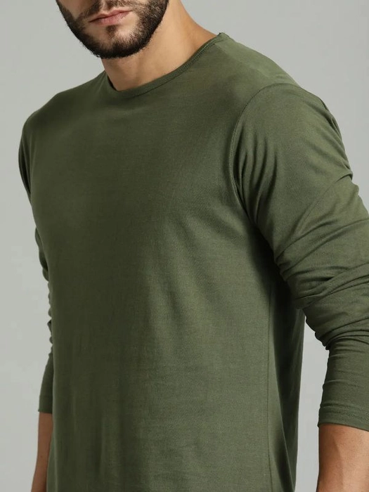 Roadster-Men Green Layered Cotton T-shirt