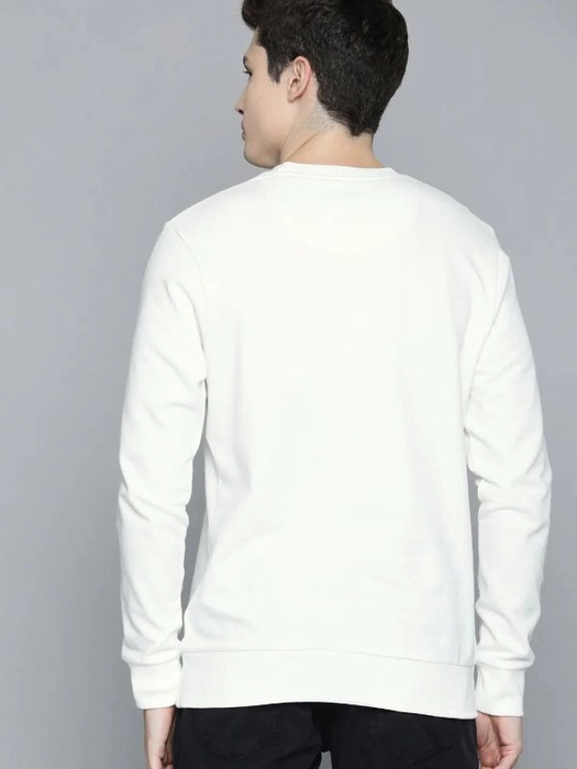 HERE&NOW-Men White Printed Pullover Sweatshirt