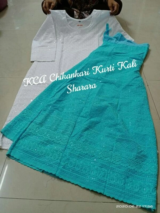 Buy Lilac Cambric Cotton Festival Wear Chikankari Kurti With Sharara Online  From Wholesale Salwar.